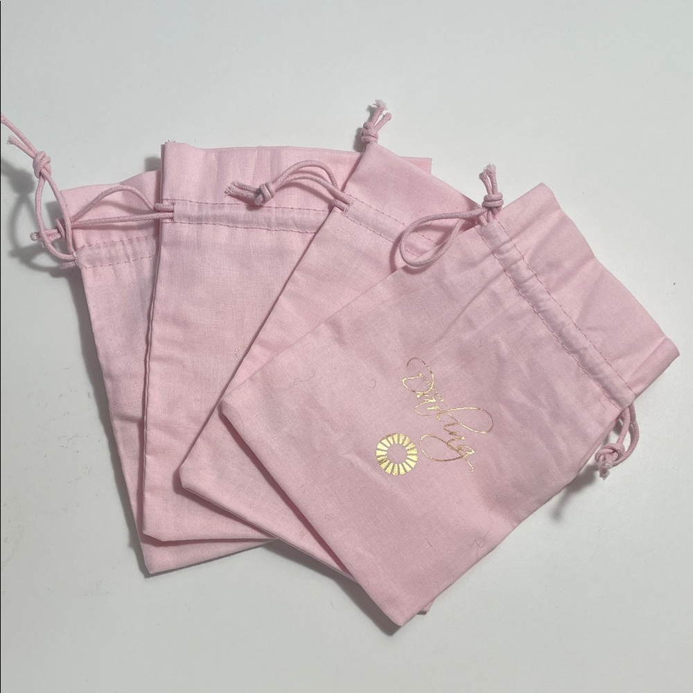 Pink Drawstring Jewelry Pouches (Set of 4)